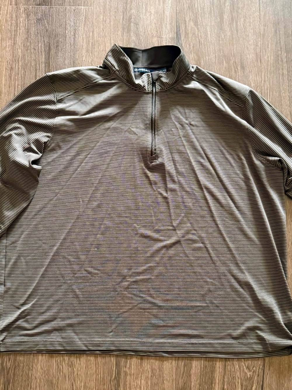 Cutter & Buck Men's Big & Tall Virtue Eco Qrtr Zip - Black/Gray Stripe- Size XXL